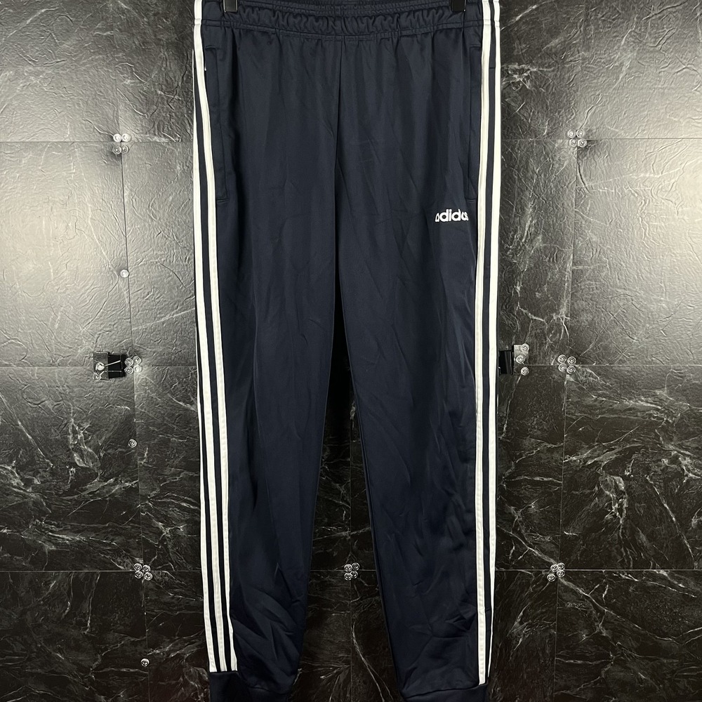 Adidas Men's Navy Striped Hem Sweatpants Medium